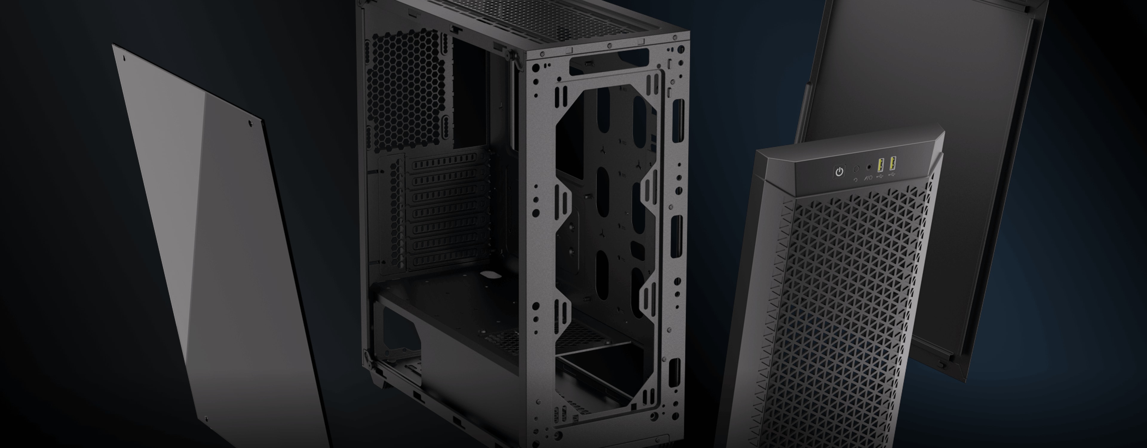 480T Airflow Tempered Glass Mid-Tower Case, Black