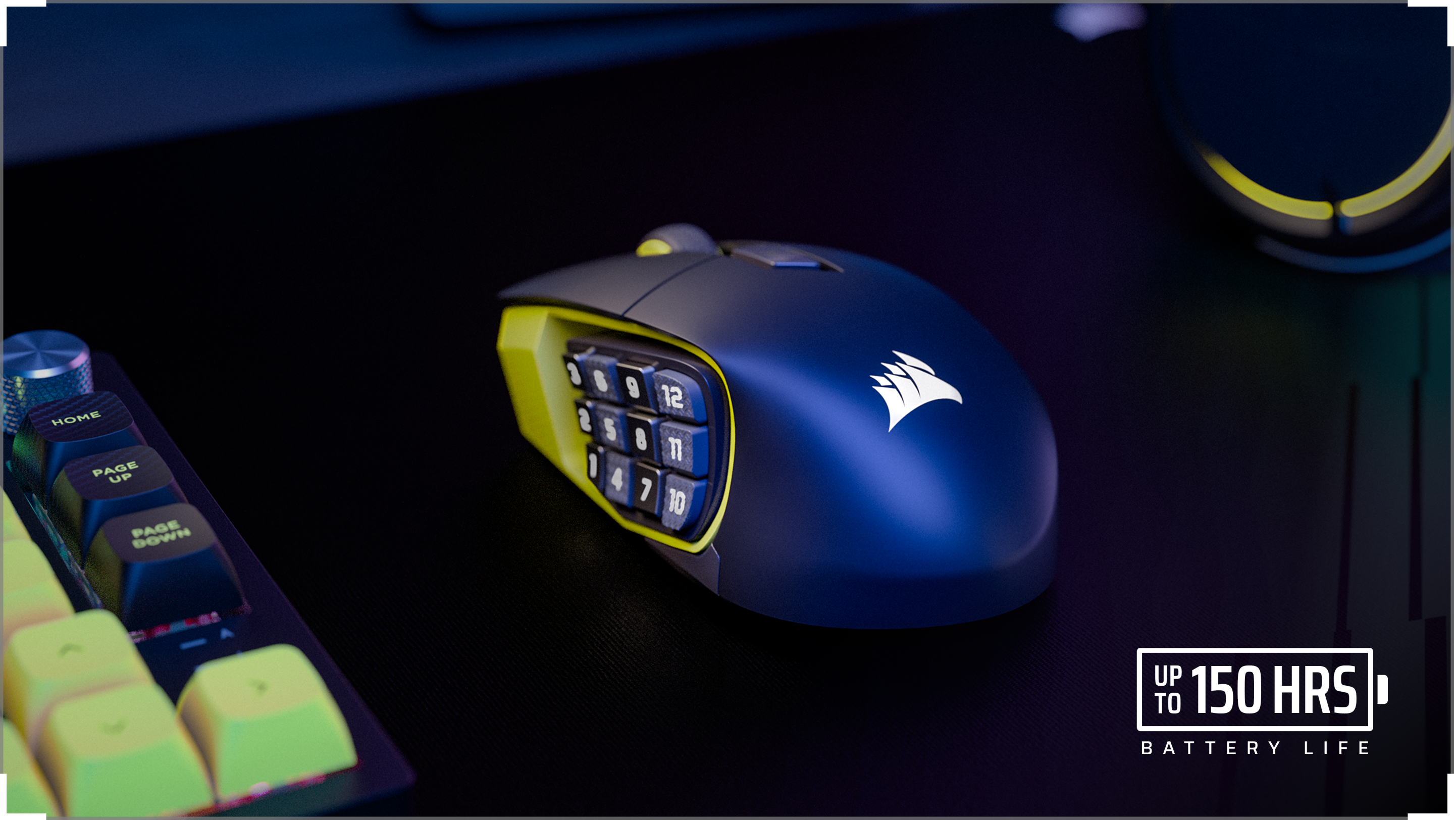 マウス・トラックボール Corsair Scimitar Elite Wireless SE SCIMITAR ELITE WIRELESS SE MMO Gaming Mouse – Black & Yellow