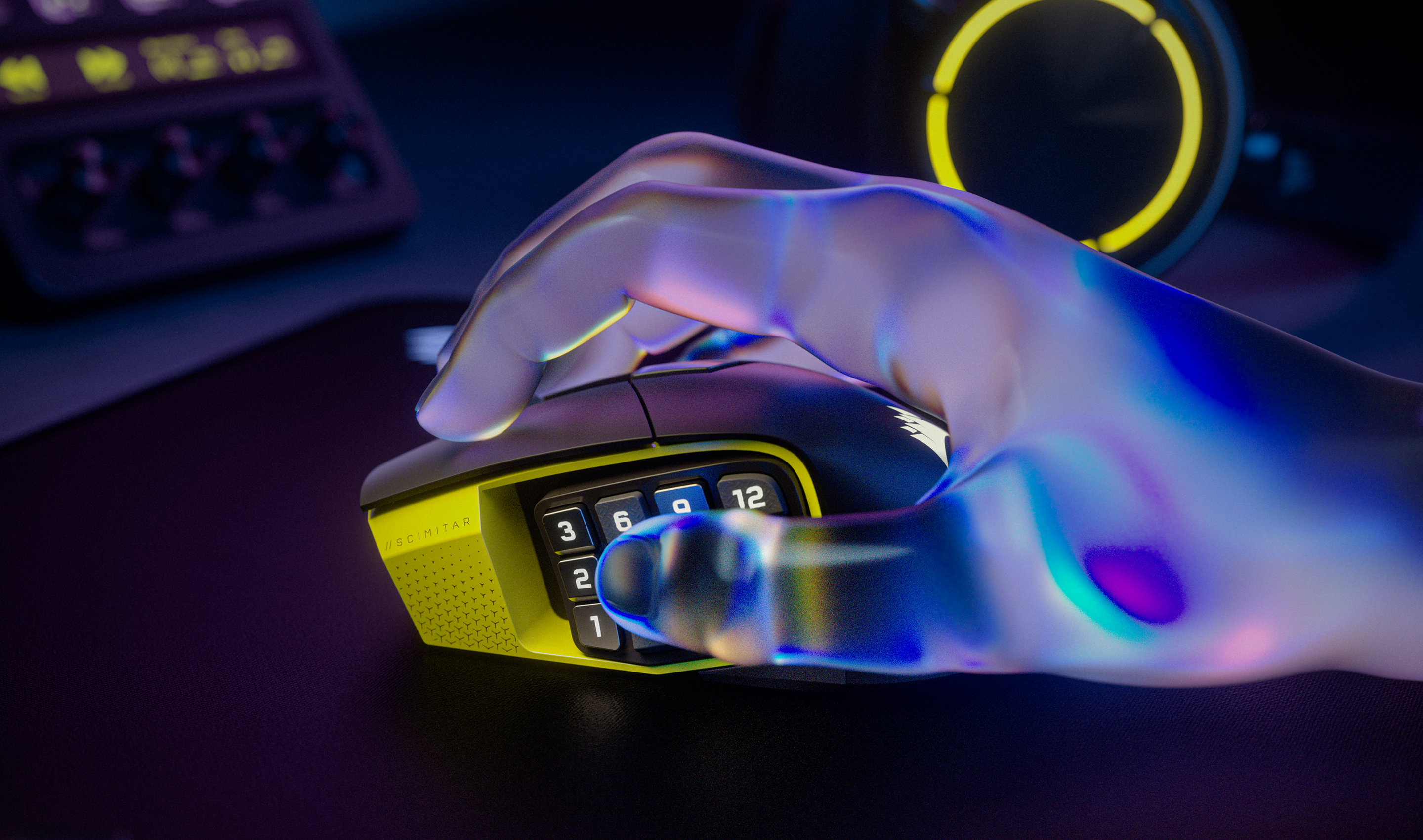 タ*ポ様 CORSAIR SCIMITAR ELTE WIRELESS SE　美 SCIMITAR ELITE WIRELESS SE MMO Gaming Mouse – Black & Yellow