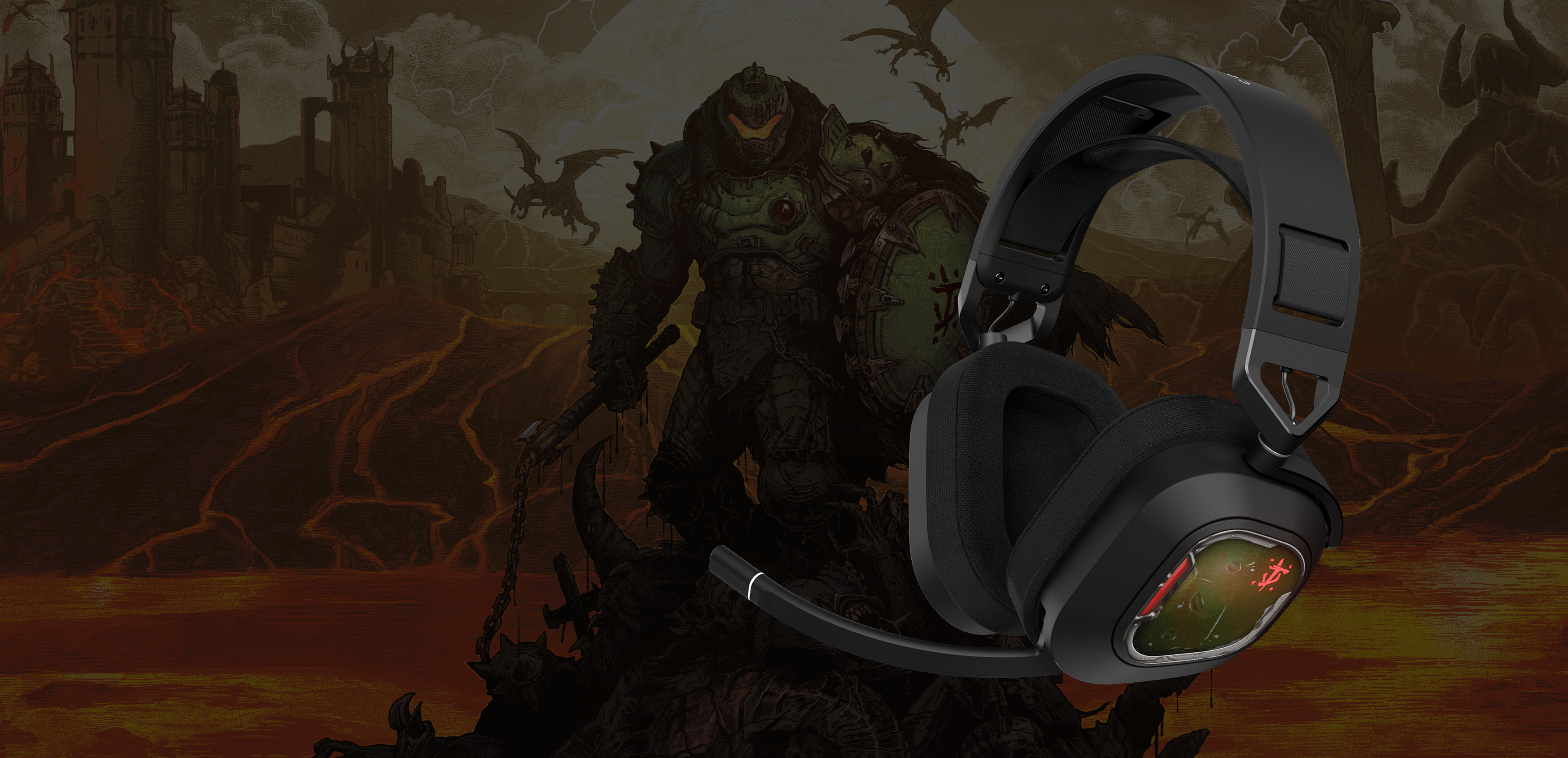 Cuffie Wireless Corsair HS80 RGB – Edizione Speciale DOOM: The Dark Ages – Nuove