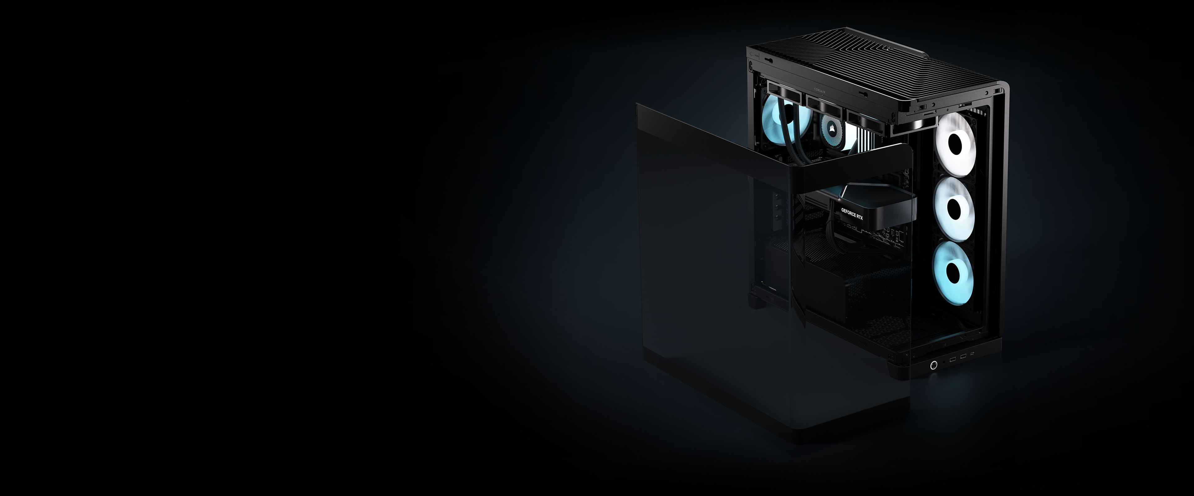 Corsair Frame 4500X – Boîtier PC Moyen-Tour Verre Panoramique, InfiniRail, Support 2×360 Mm, 3 Ventilateurs ARGB – Noir