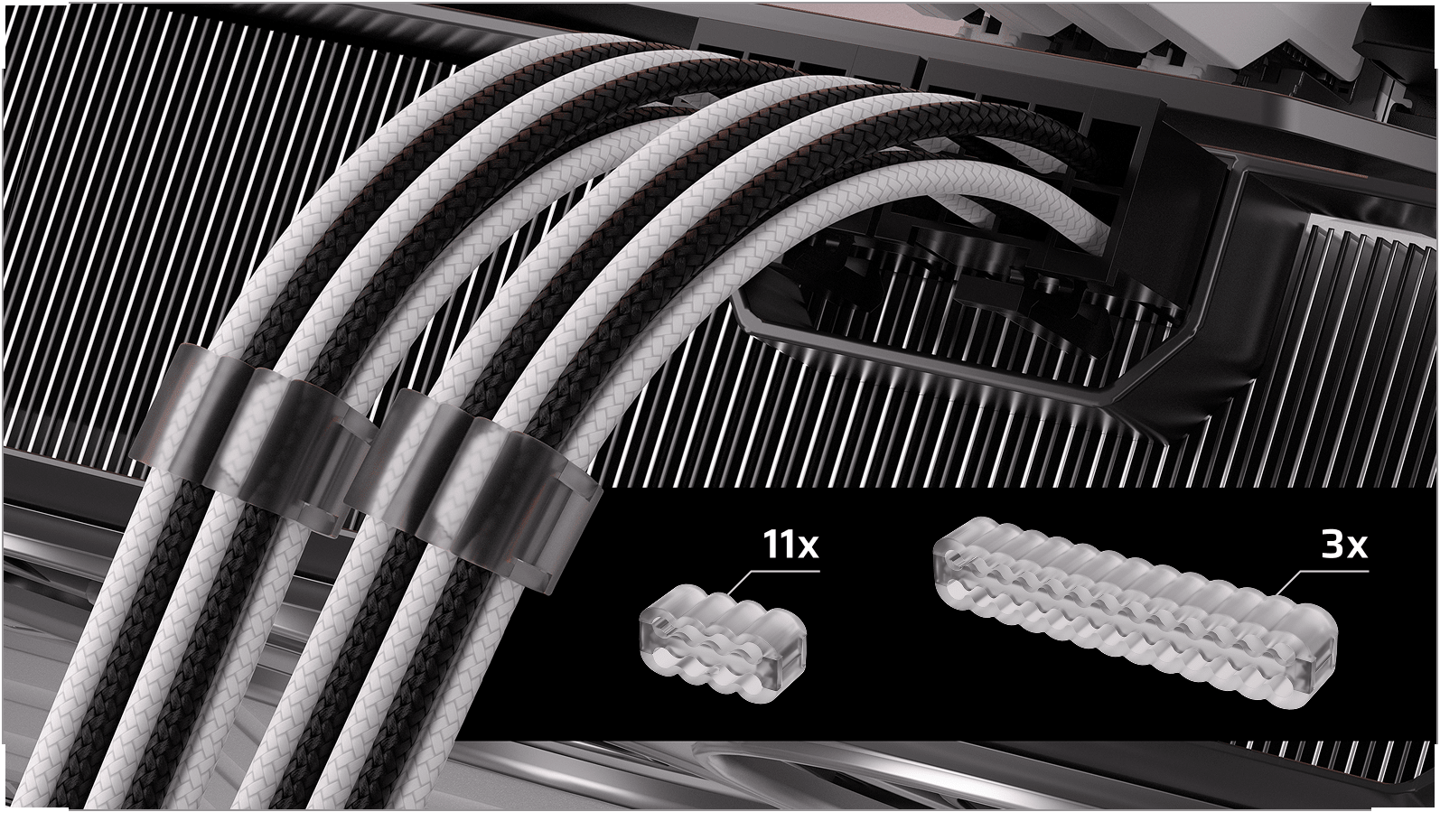 Cavo Alimentazione ATX 24 Pin Corsair Premium Type 5 – Guaina In Paracord A Tripla Maglia, Pettini Per Cavi, Per PSU Corsair, Nero