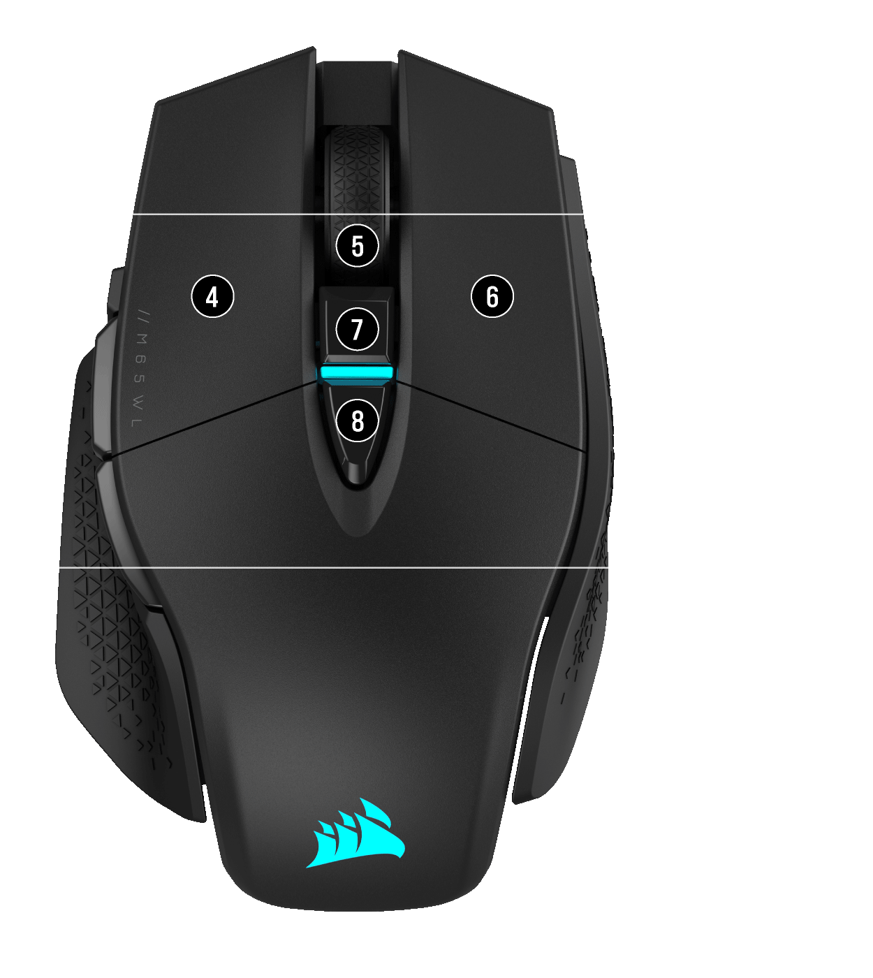 Abmessungen der kabellosen M65-Maus