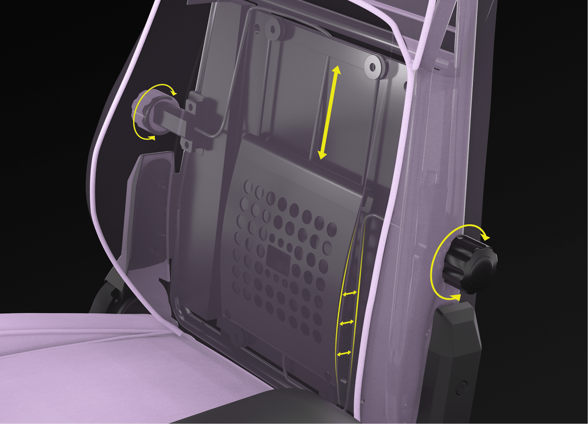 Media | FOUR-WAY ADJUSTABLE LUMBAR SUPPORT | TC500 | LILAC 