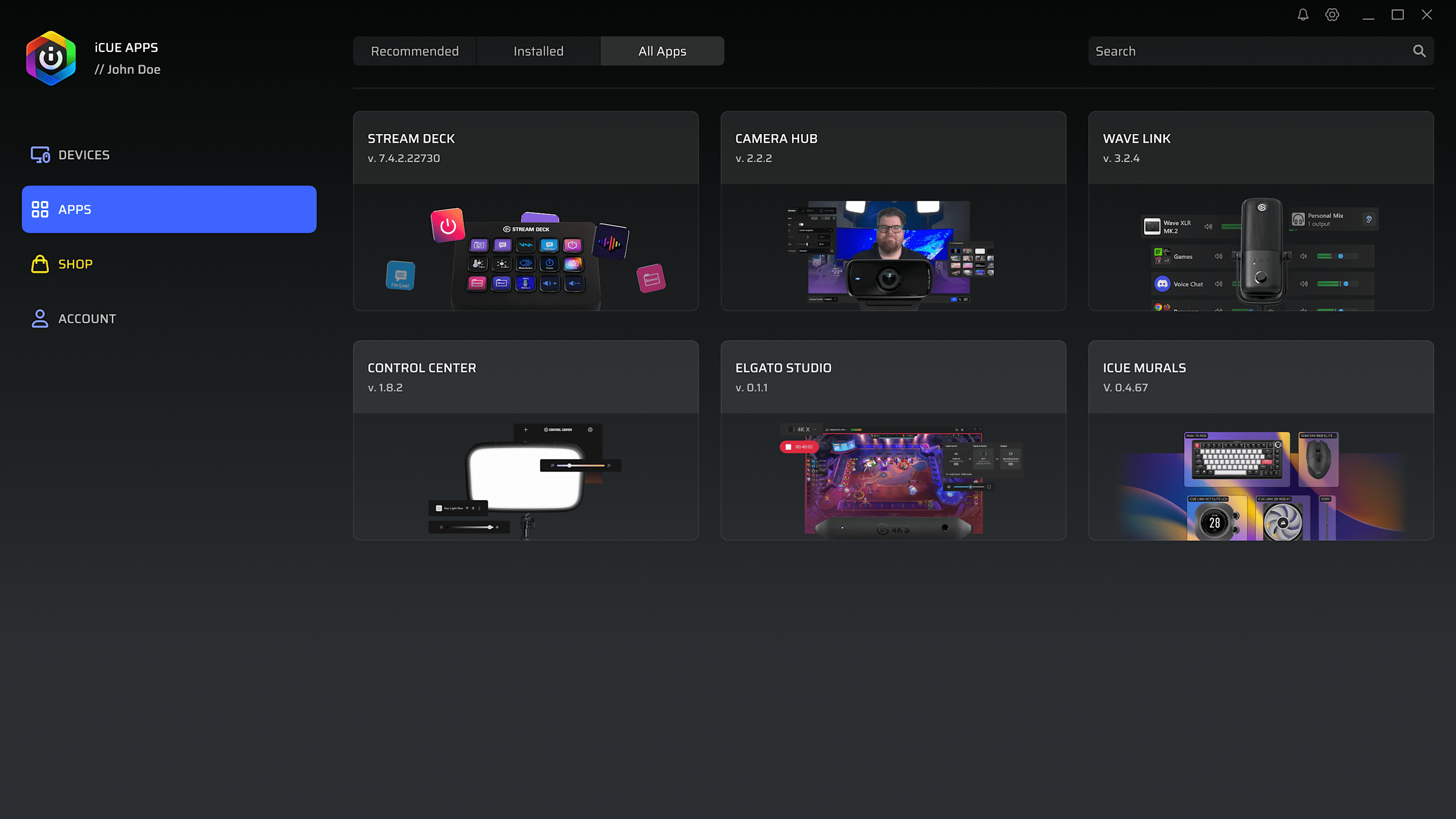 APP | MEDIA | APP TABS | iCUE APPS