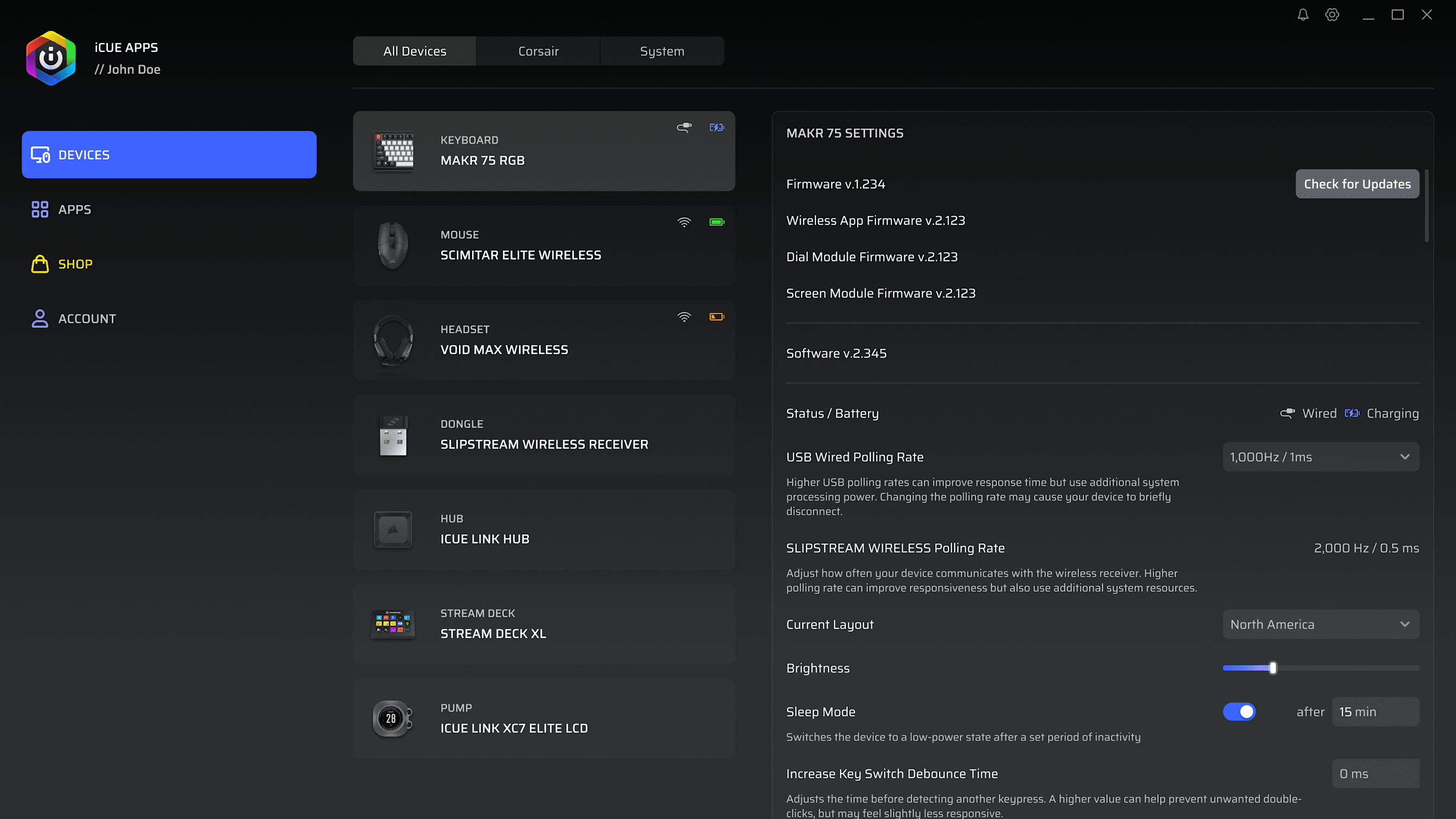 DEVICES | MEDIA | APP TABS | iCUE APPS