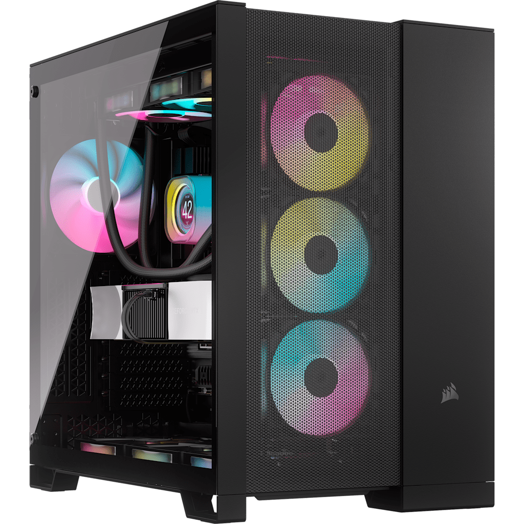 6500D Airflow Mid-Tower Dual Chamber PC Case - Black