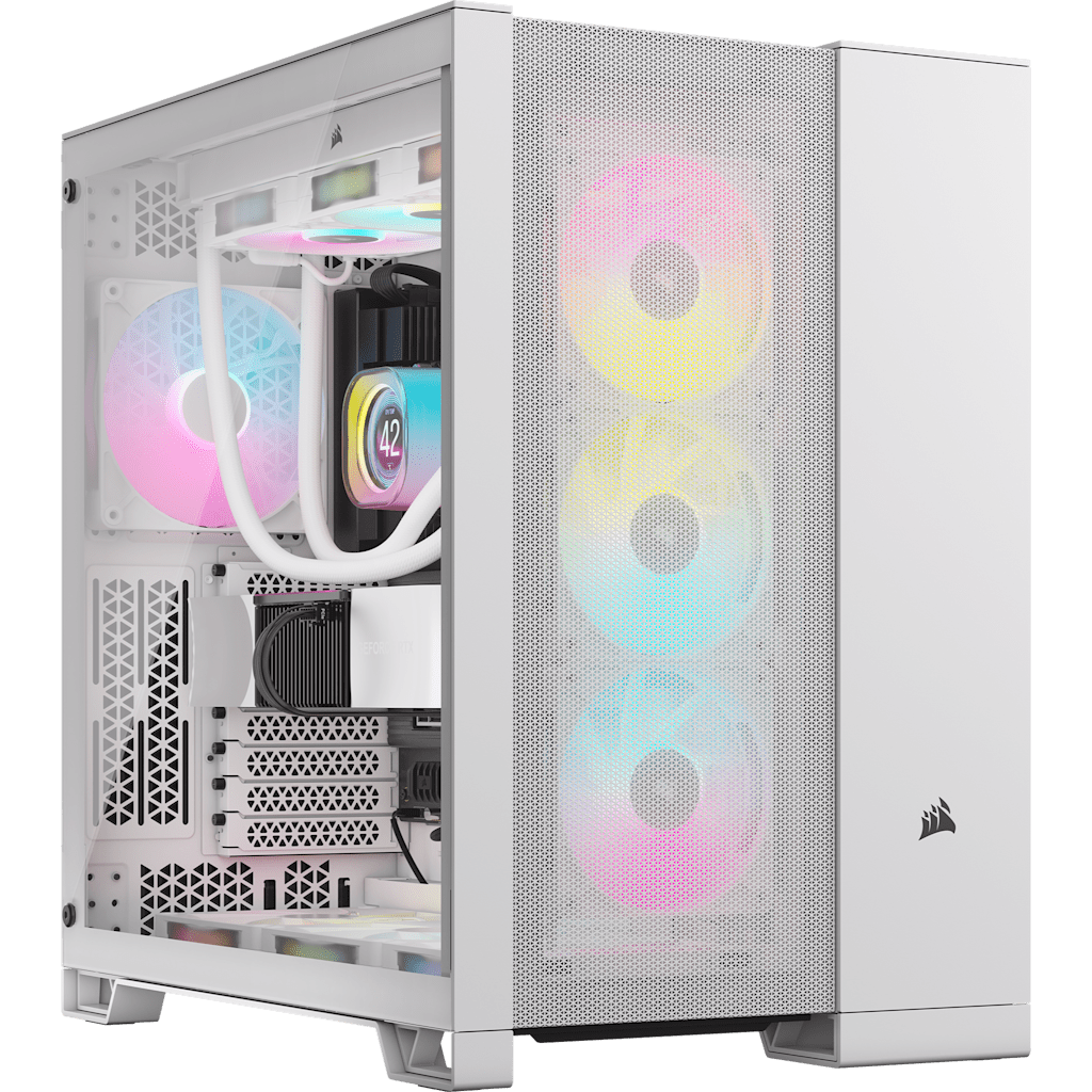 6500D Airflow Mid-Tower Dual Chamber PC Case - White