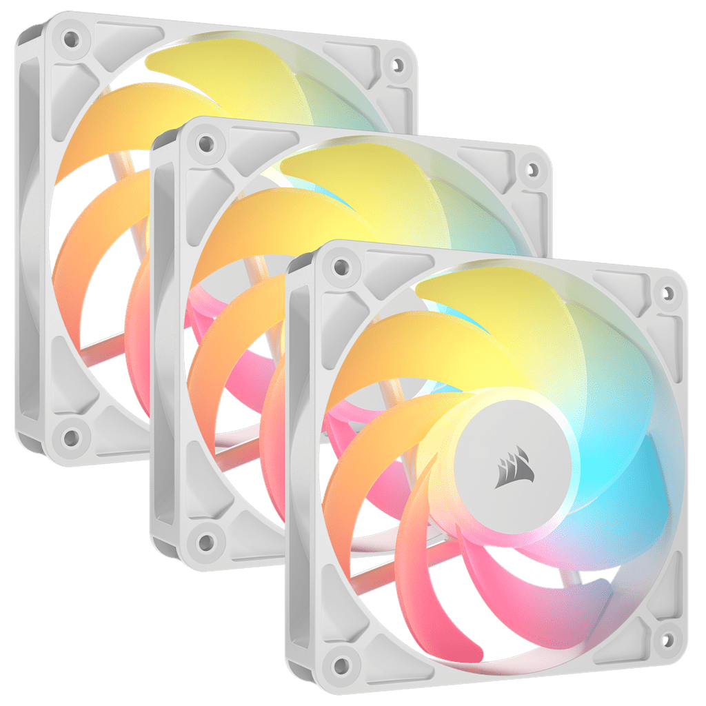 RS120-R ARGB 120mm PWM Reverse Fans Triple Pack - White