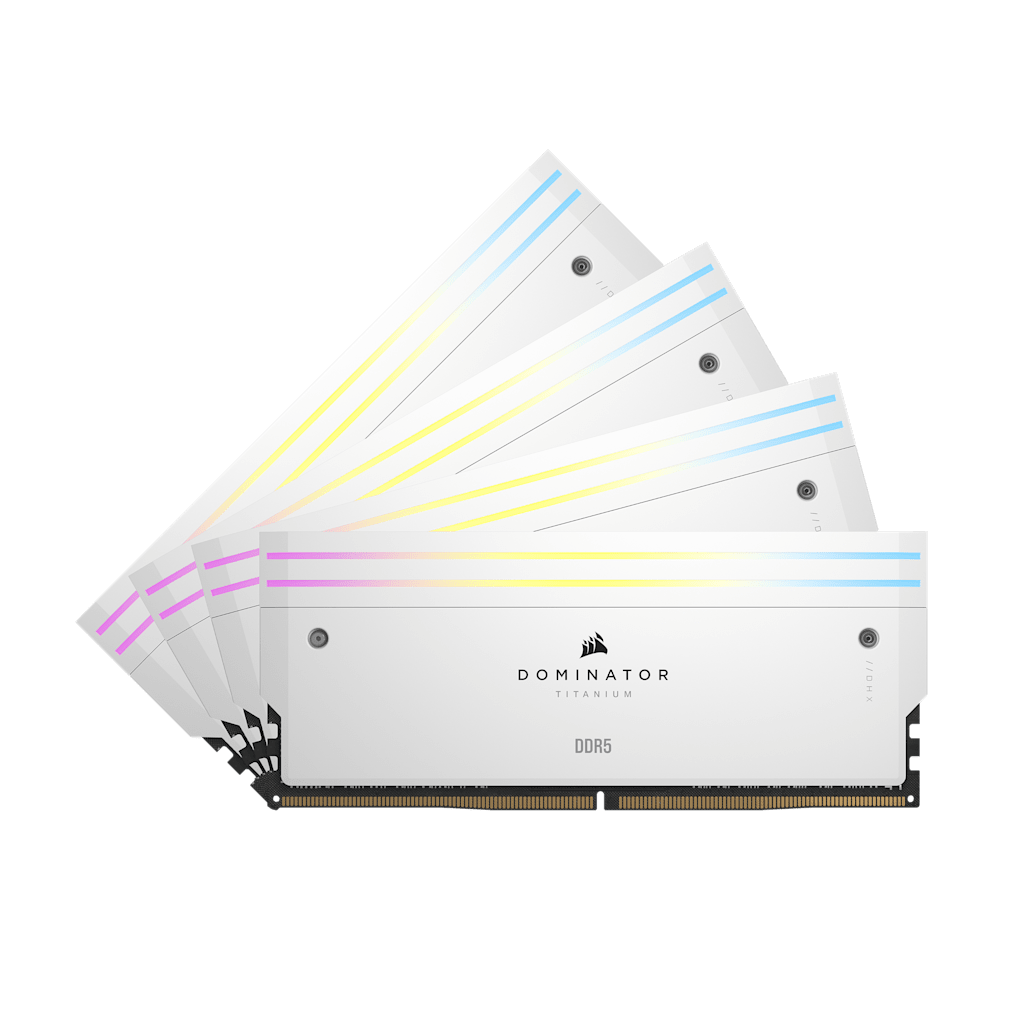 Dominator Titanium RGB 64GB (4x16GB) DDR5 DRAM Up To 6400MT/s CL32 Intel XMP Memory Kit — White