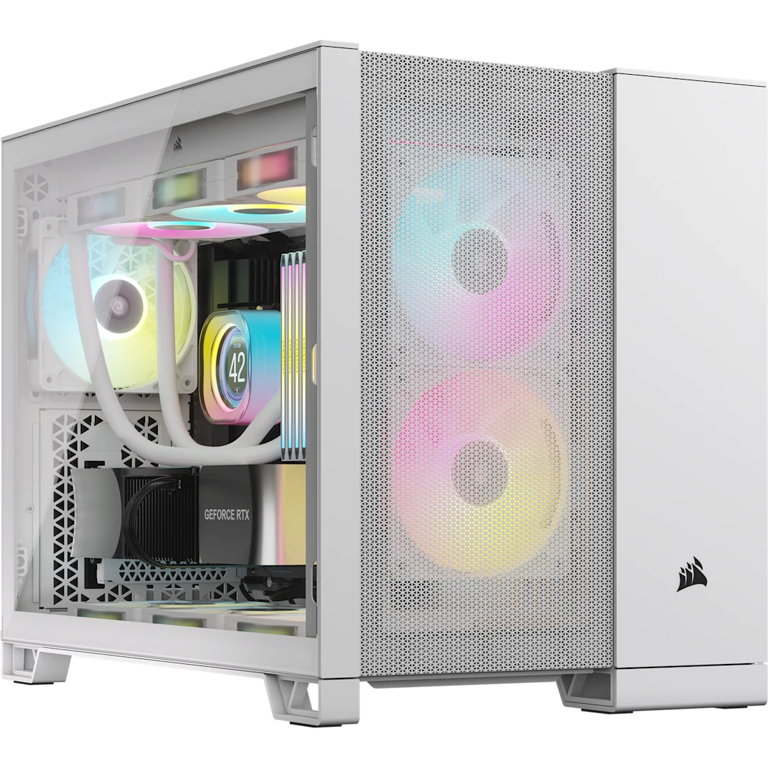 Corsair 2500d airflow | cc-9011264-ww | micro-atx dual chamber | kaljeno steklo | bela | računalniško ohišje 1 Corsair 2500d airflow belo micro-atx ohišje s kaljenim steklom in mrežasto sprednjo stranjo