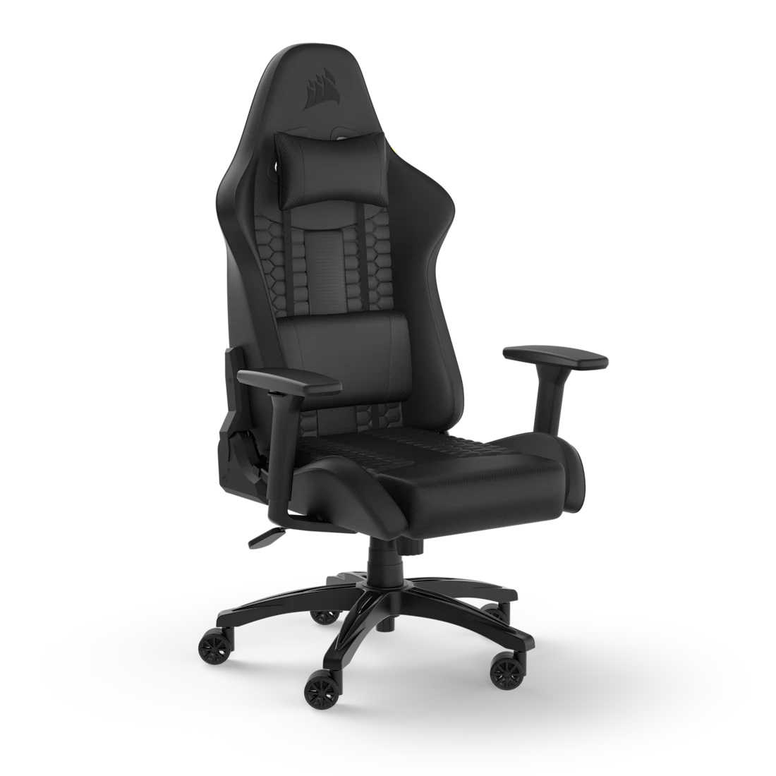 Corsair tc100 relaxed črn gaming stol iz umetnega usnja sprednji pogled