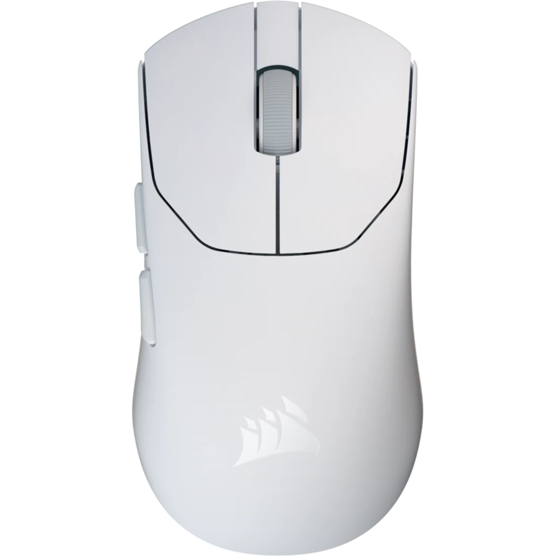 Corsair sabre v2 pro | ultralahka brezžična 36 g | 8. 000 hz | 33k dpi | bela gaming miška 1 Corsair sabre v2 pro bela ultralahka brezžična gaming miška zgornji pogled