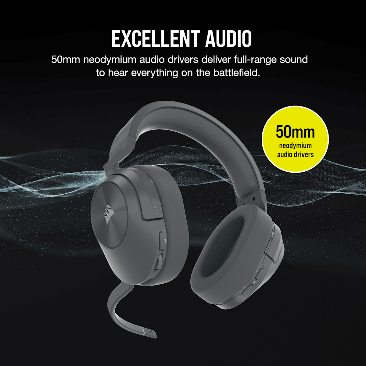 Corsair HS55 Wireless Core Gaming Headset, цвет: Графитовый серый — фото 3