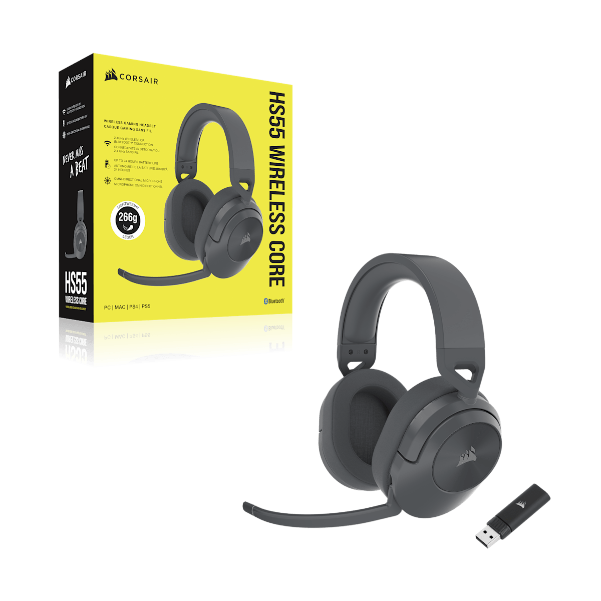 Corsair HS55 Wireless Core Gaming Headset, цвет: Графитовый серый — фото 7