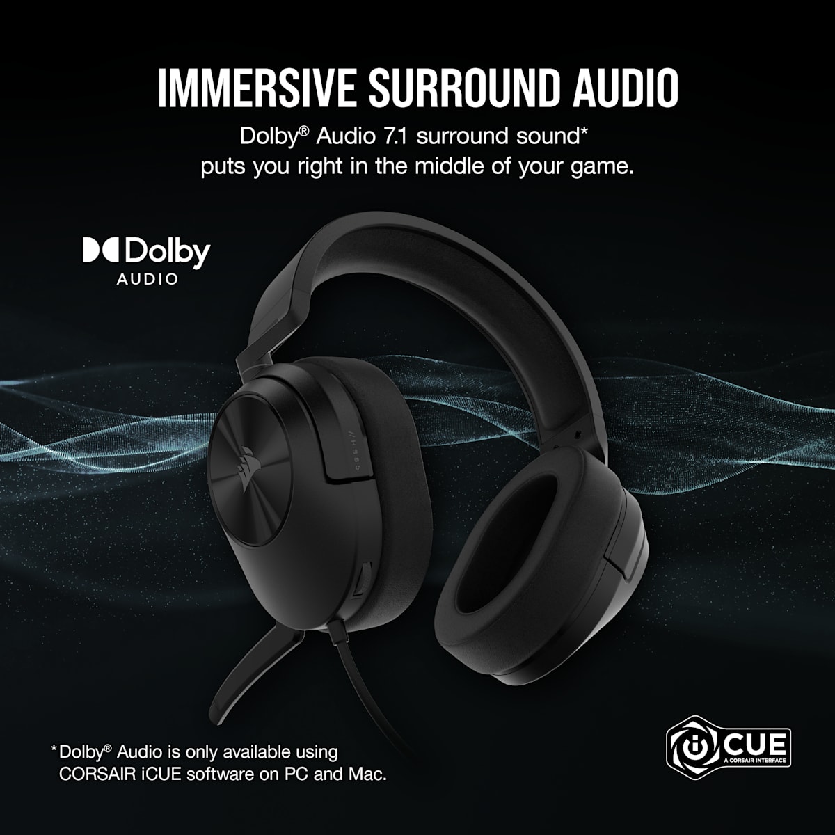 Corsair HS55 Surround V2 Wired Gaming Headset, цвет: Карбоновый — фото 2