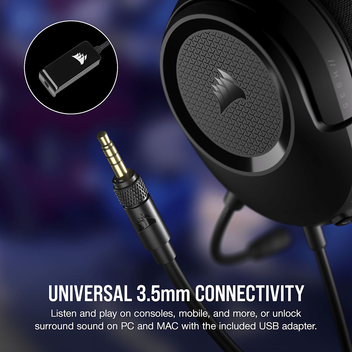 Corsair HS35 Surround v2 Multiplatform Gaming Headset, цвет: Карбоновый — фото 3