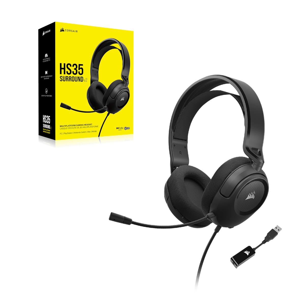 Corsair HS35 Surround v2 Multiplatform Gaming Headset, цвет: Карбоновый — фото 10
