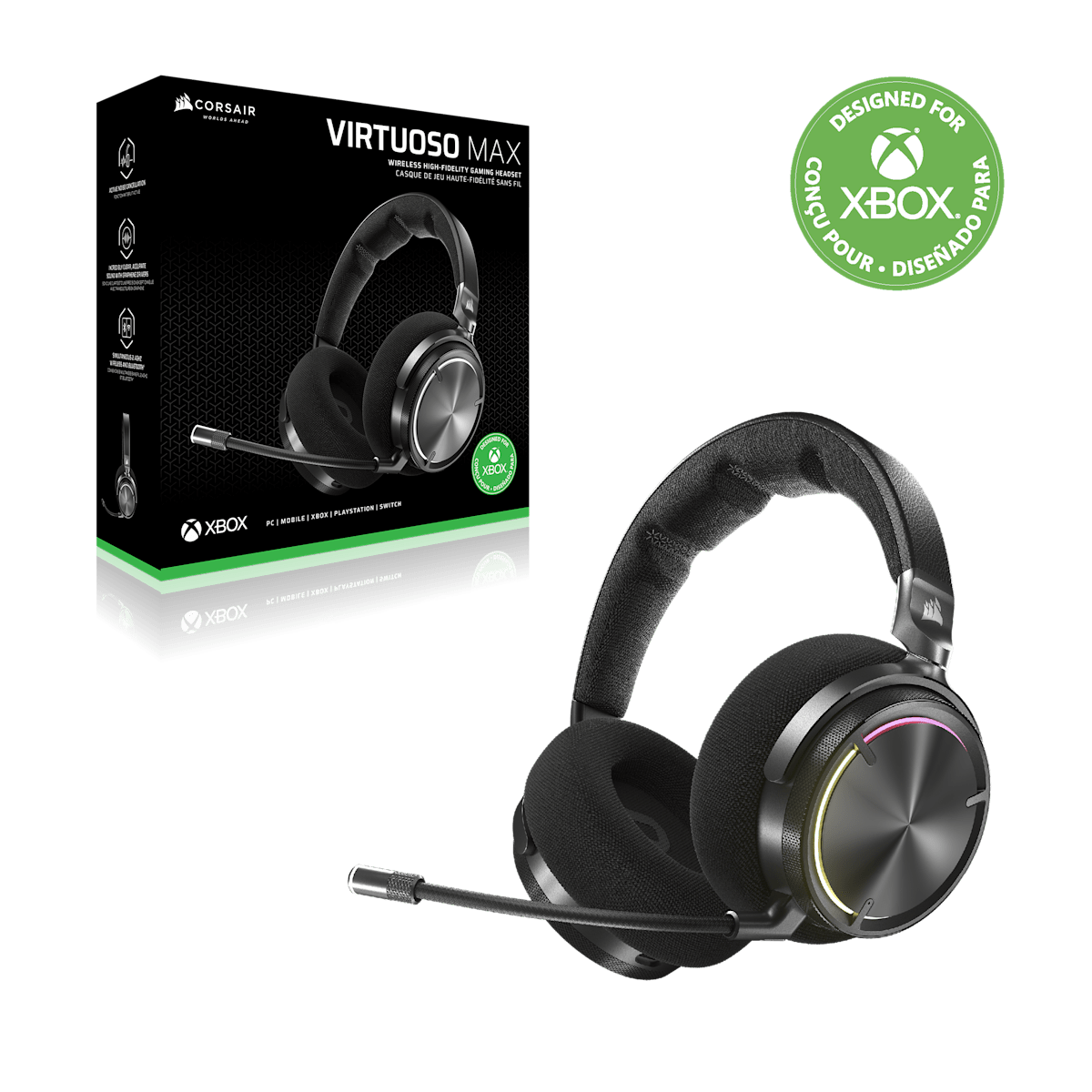 Corsair Virtuoso Max Wireless for Xbox Gaming Headset, Carbon — фото 9