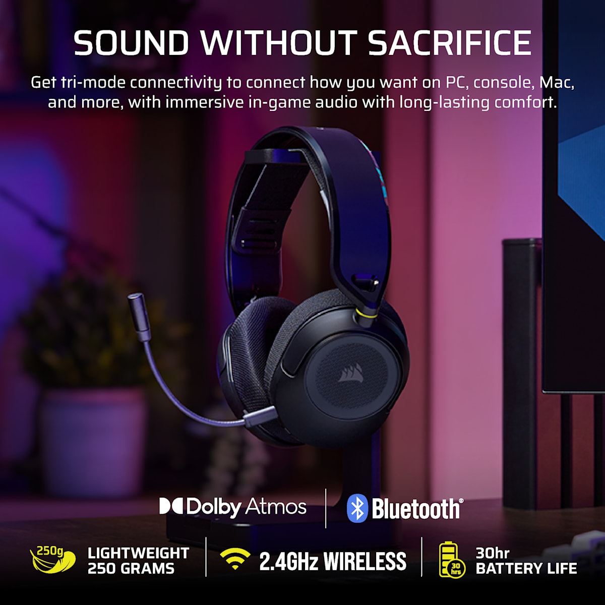 Corsair HS35 v3 Wireless Gaming Headset, цвет: Карбоновый — фото 2