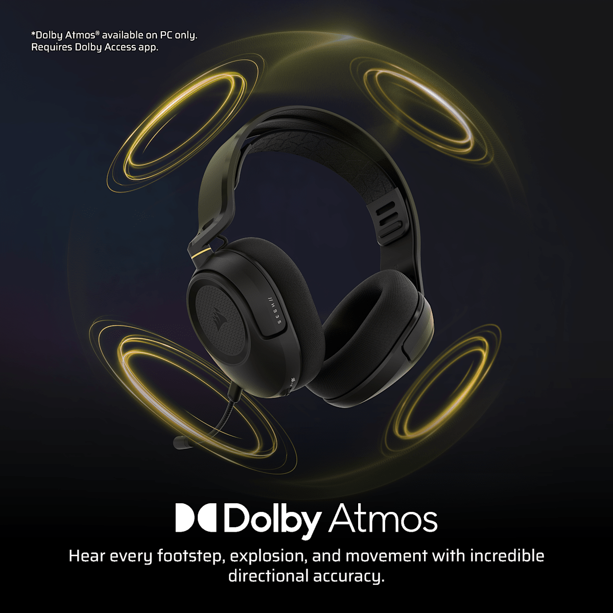 Corsair HS35 v3 Wireless Gaming Headset, цвет: Карбоновый — фото 3