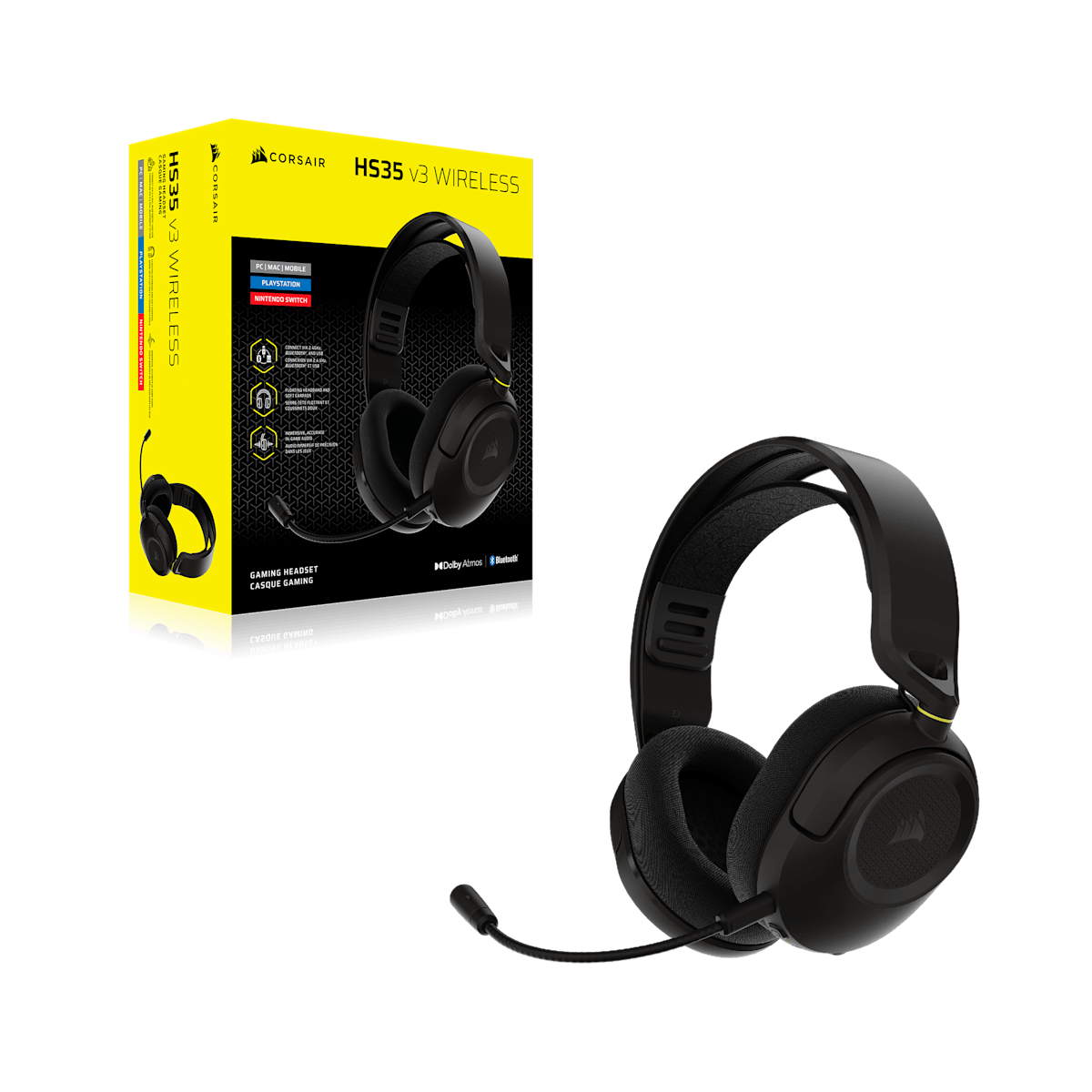 Corsair HS35 v3 Wireless Gaming Headset, цвет: Карбоновый — фото 9
