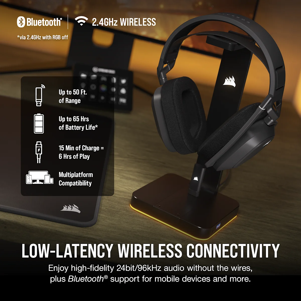 Corsair HS80 Max Wireless Gaming Headset, цвет: Стальной серый — фото 3