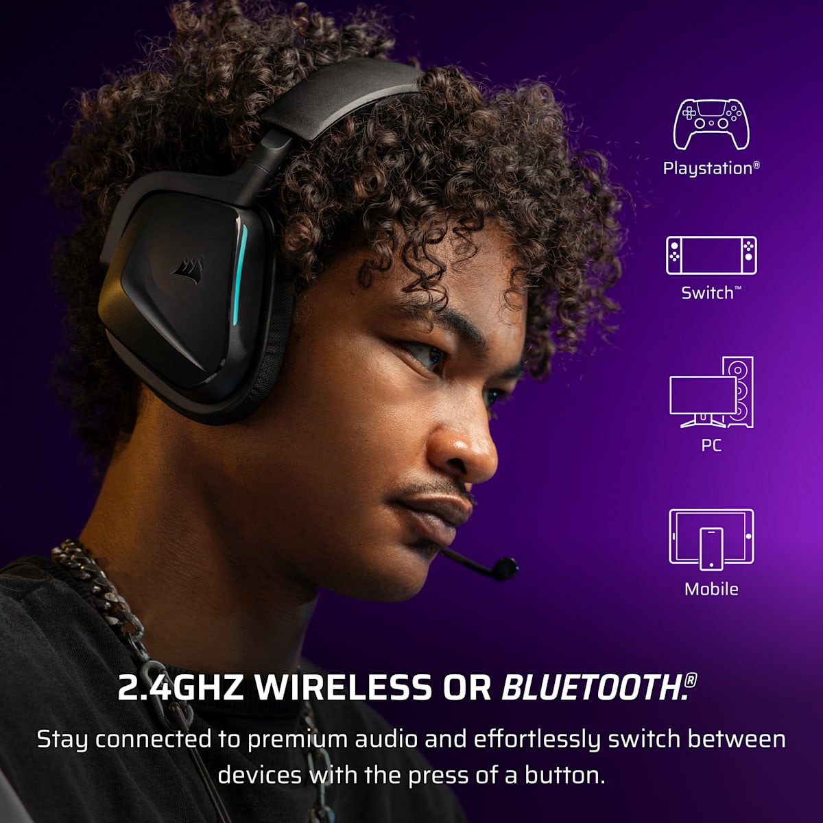 Corsair Void Wireless v2 Gaming Headset, цвет: Карбоновый — фото 4
