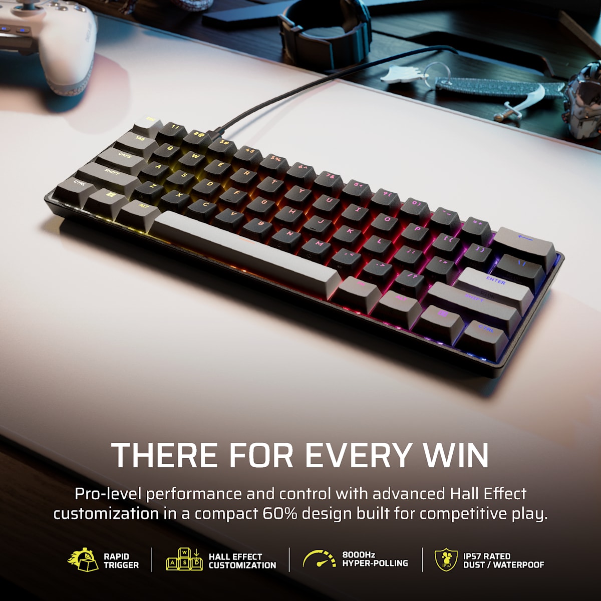 Corsair Clipper Pro Mini 60 Hall Effect Gaming Keyboard, цвет: Чёрный — фото 2