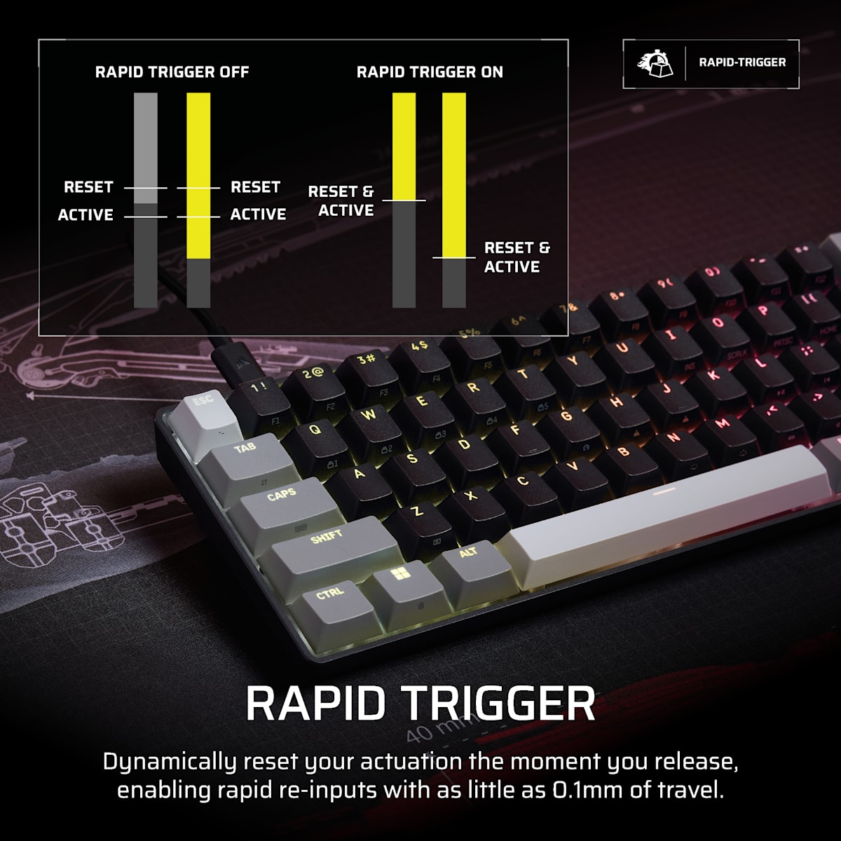 Corsair Clipper Pro Mini 60 Hall Effect Gaming Keyboard, цвет: Чёрный — фото 4