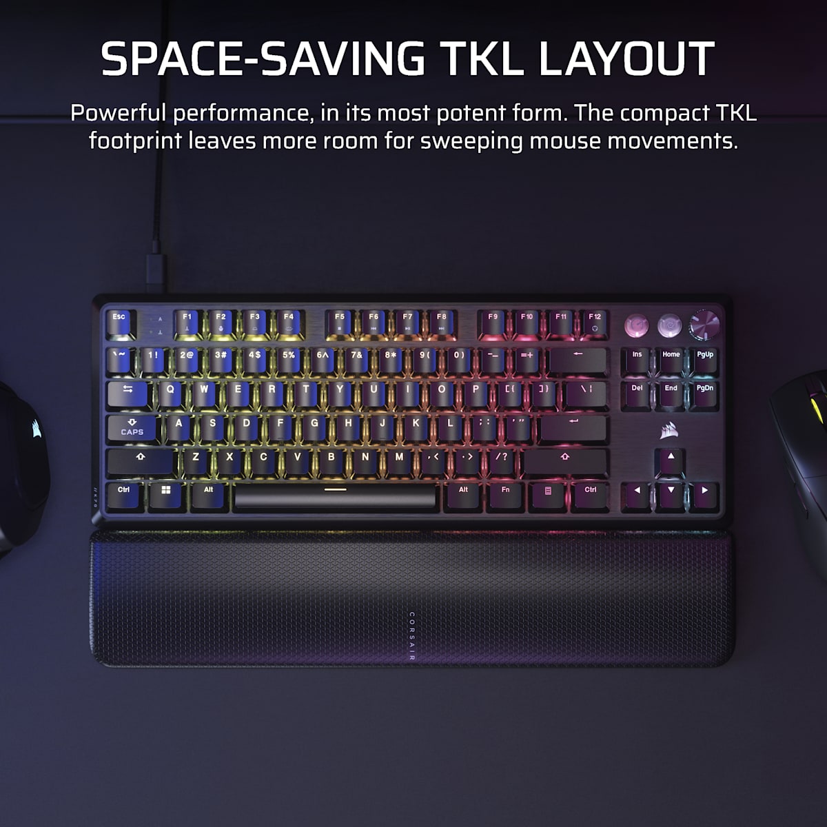 Corsair K70 Pro Tkl High-Performance Hall Effect Programmable Gaming Keyboard with Rapid Trigger, цвет: Чёрный, вариант 1 — фото 3
