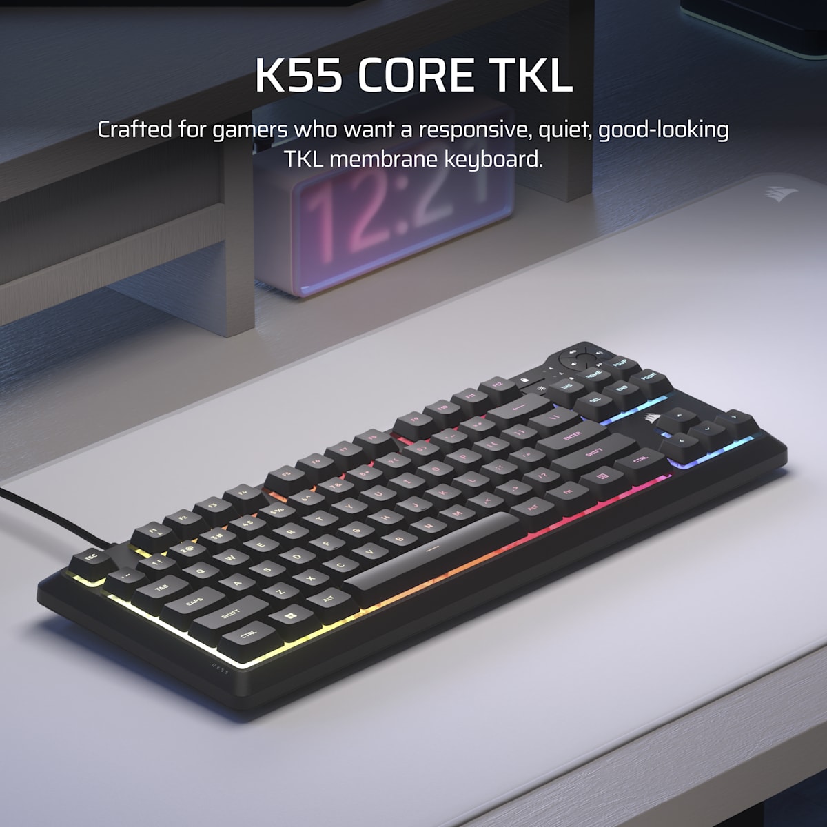 Corsair K55 Core Tkl Rgb Gaming Keyboard, цвет: Na - North American Layout — фото 2