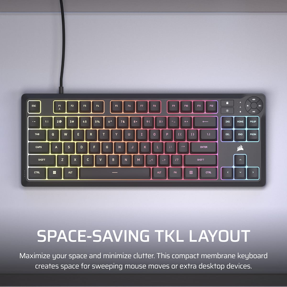 Corsair K55 Core Tkl Rgb Gaming Keyboard, цвет: Na - North American Layout — фото 3