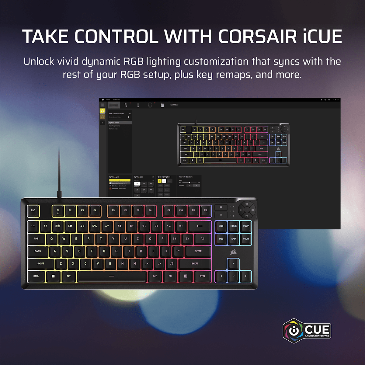 Corsair K55 Core Tkl Rgb Gaming Keyboard, цвет: Na - North American Layout — фото 7
