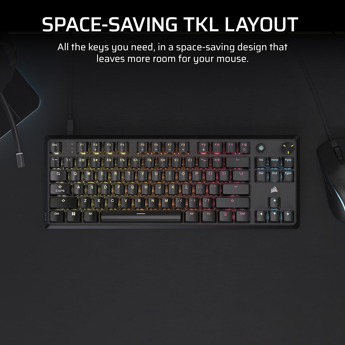 Corsair K70 Core Tkl Rgb Mechanical Gaming Keyboard, цвет: Na - North American Layout — фото 3
