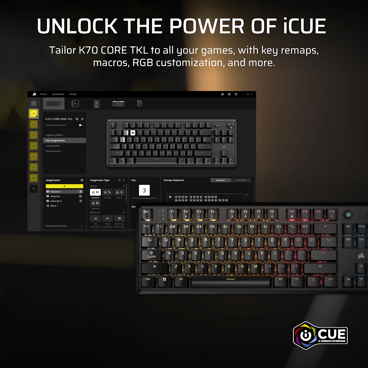 Corsair K70 Core Tkl Rgb Mechanical Gaming Keyboard, цвет: Na - North American Layout — фото 8