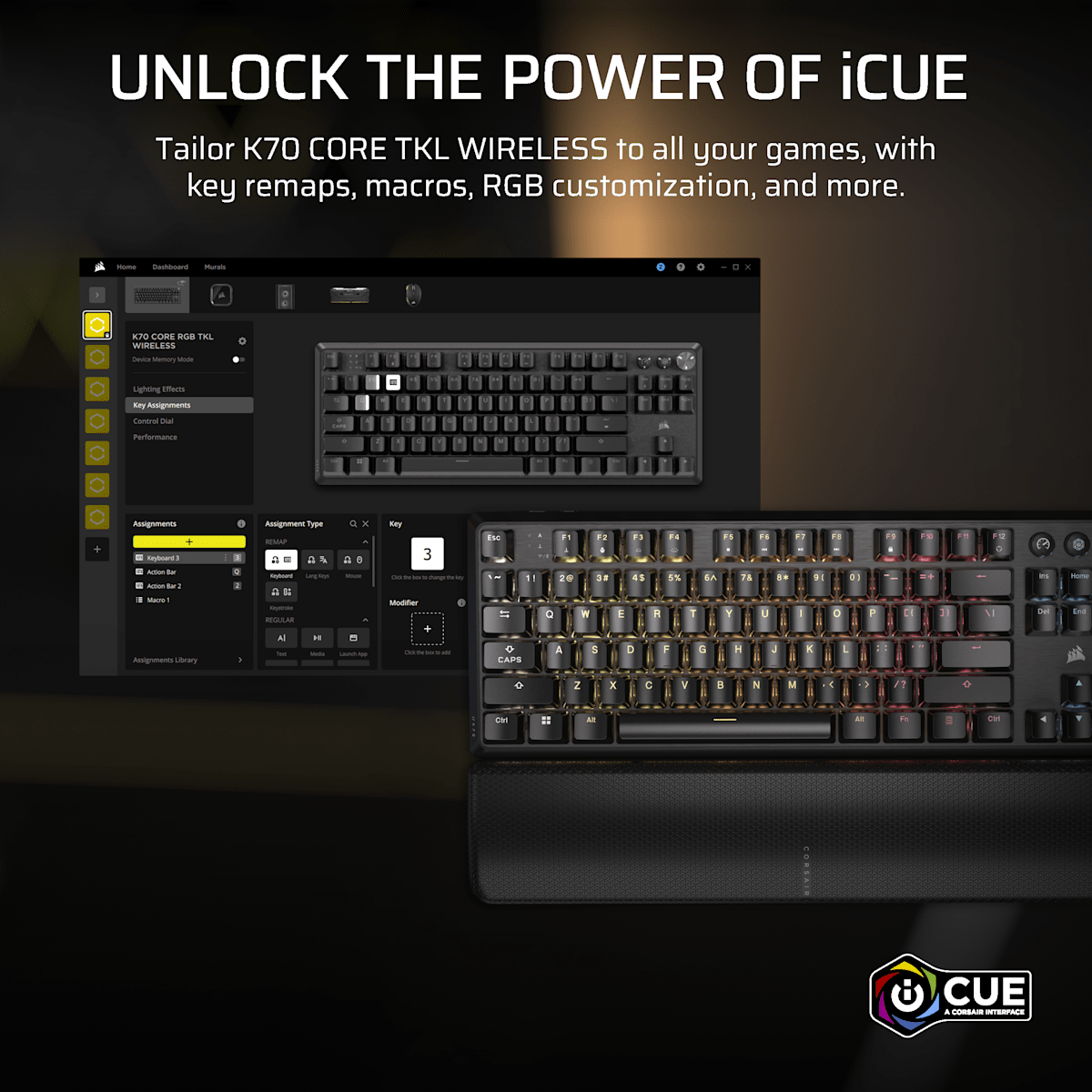 Corsair K70 Core Tkl Wireless Rgb Mechanical Gaming Keyboard, цвет: Красный — фото 9
