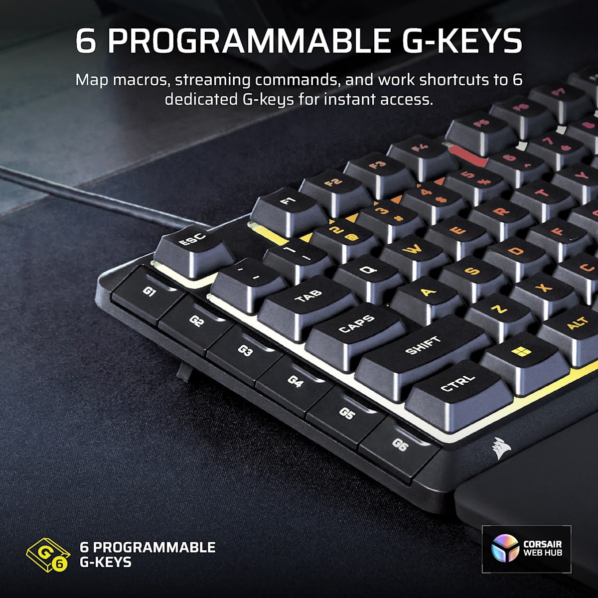 Corsair Skiff 100 Plus Gaming Keyboard, цвет: Na - North American Layout — фото 3