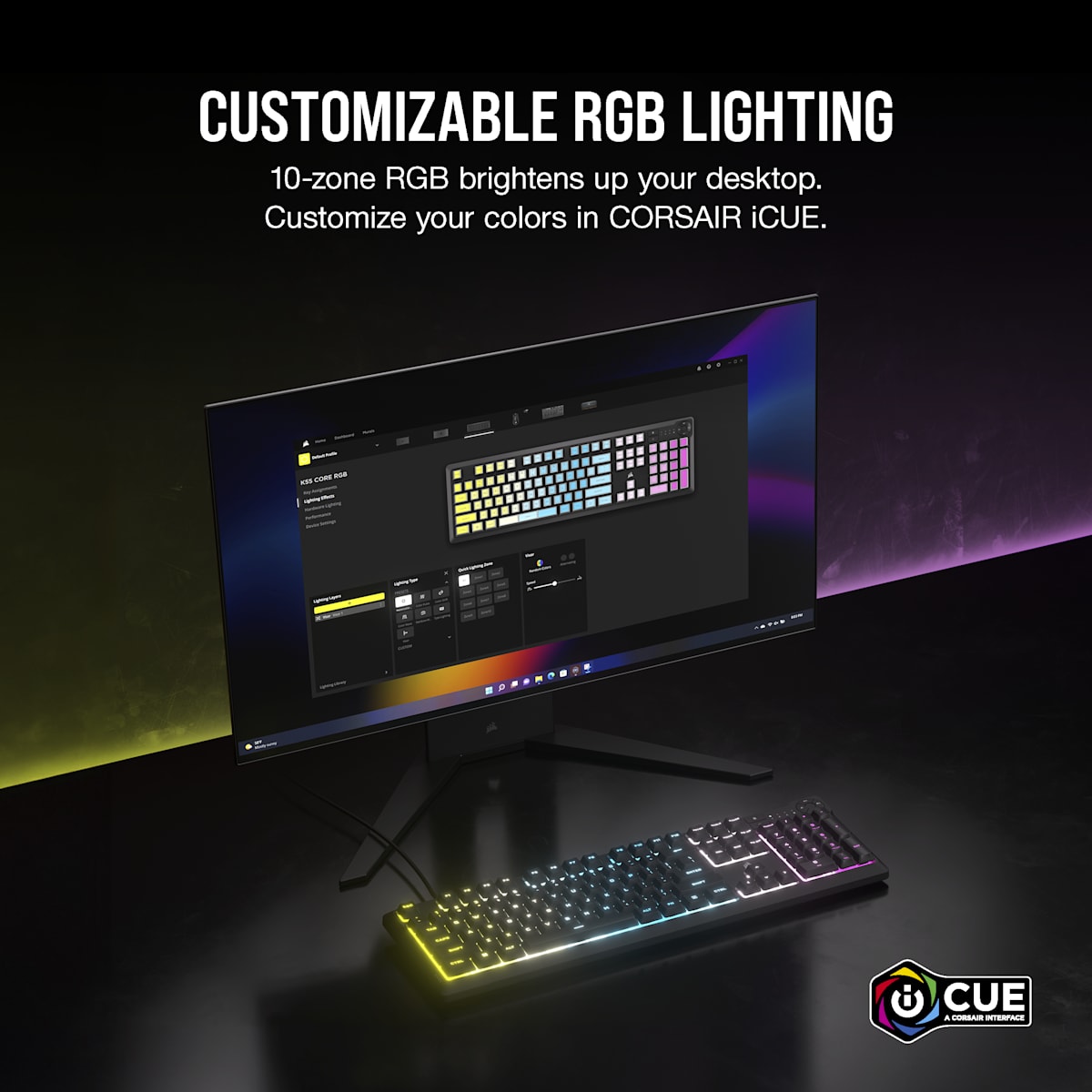 Corsair K55 Core Rgb Gaming Keyboard, цвет: Чёрный — фото 5