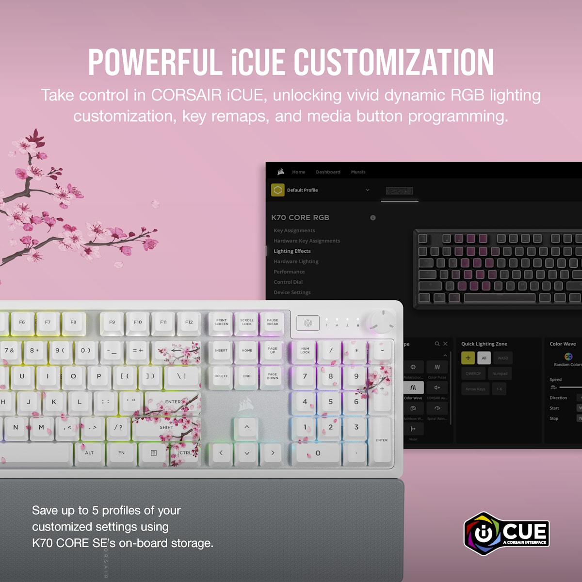 Corsair K70 Core SE RGB Mechanical Gaming Keyboard, цвет: Вишнёвый, вариант 1 — фото 9