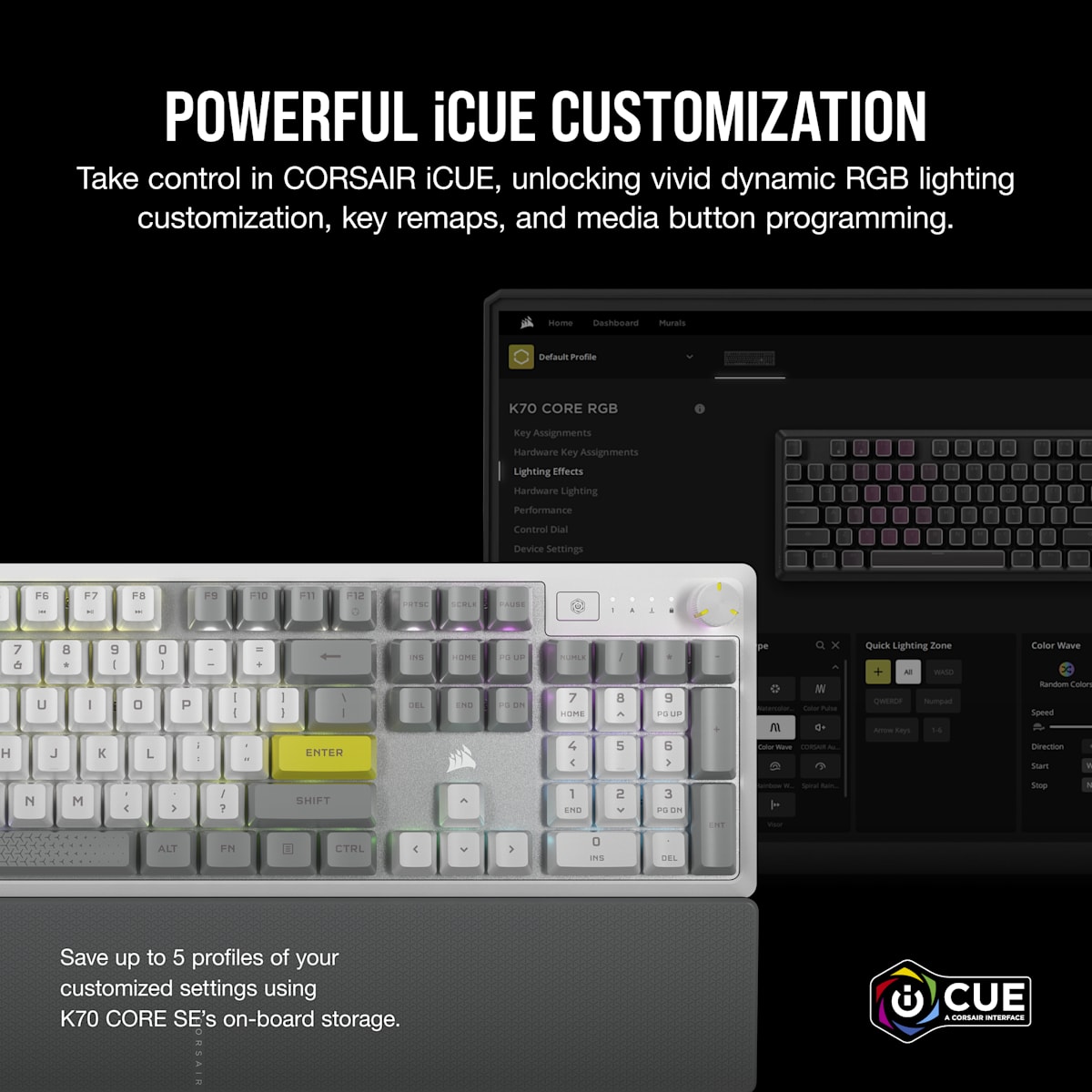 Corsair K70 Core SE RGB Mechanical Gaming Keyboard with Palm Rest, цвет: Белый — фото 8