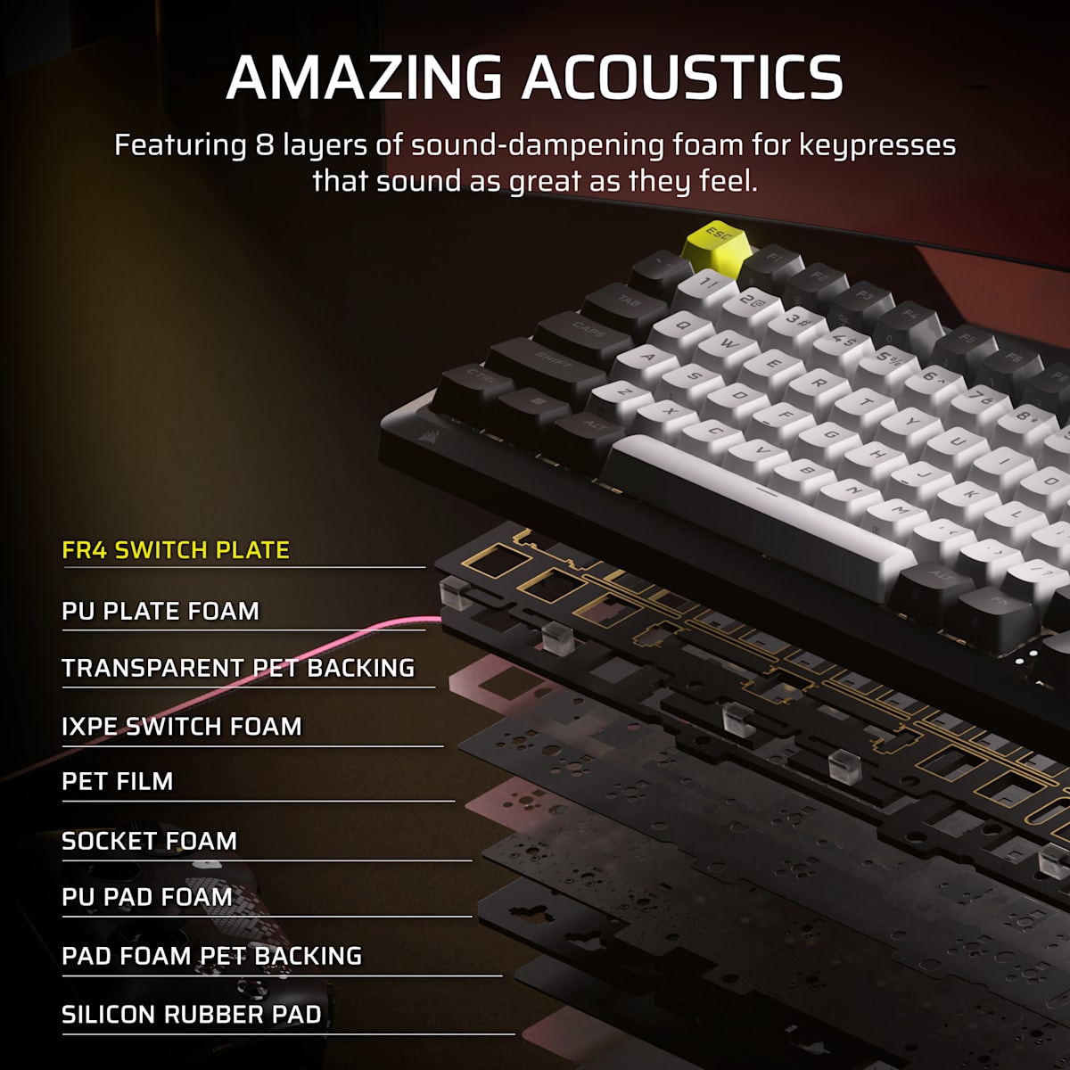Corsair Makr Pro 75 Hall Effect DIY Keyboard, цвет: Na - North American Layout — фото 8
