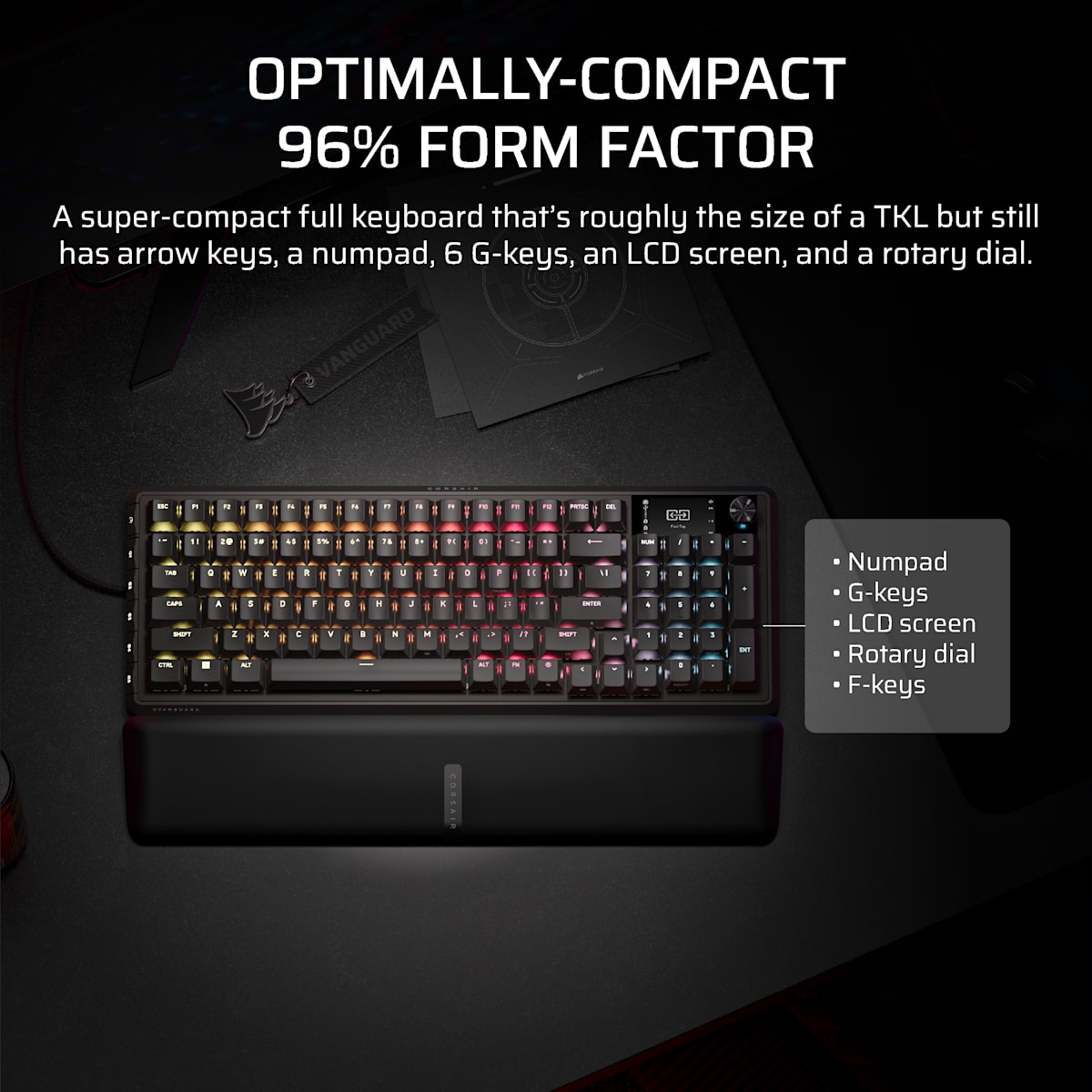 Corsair Vanguard Pro 96 Hall Effect Gaming Keyboard, цвет: Чёрный — фото 4