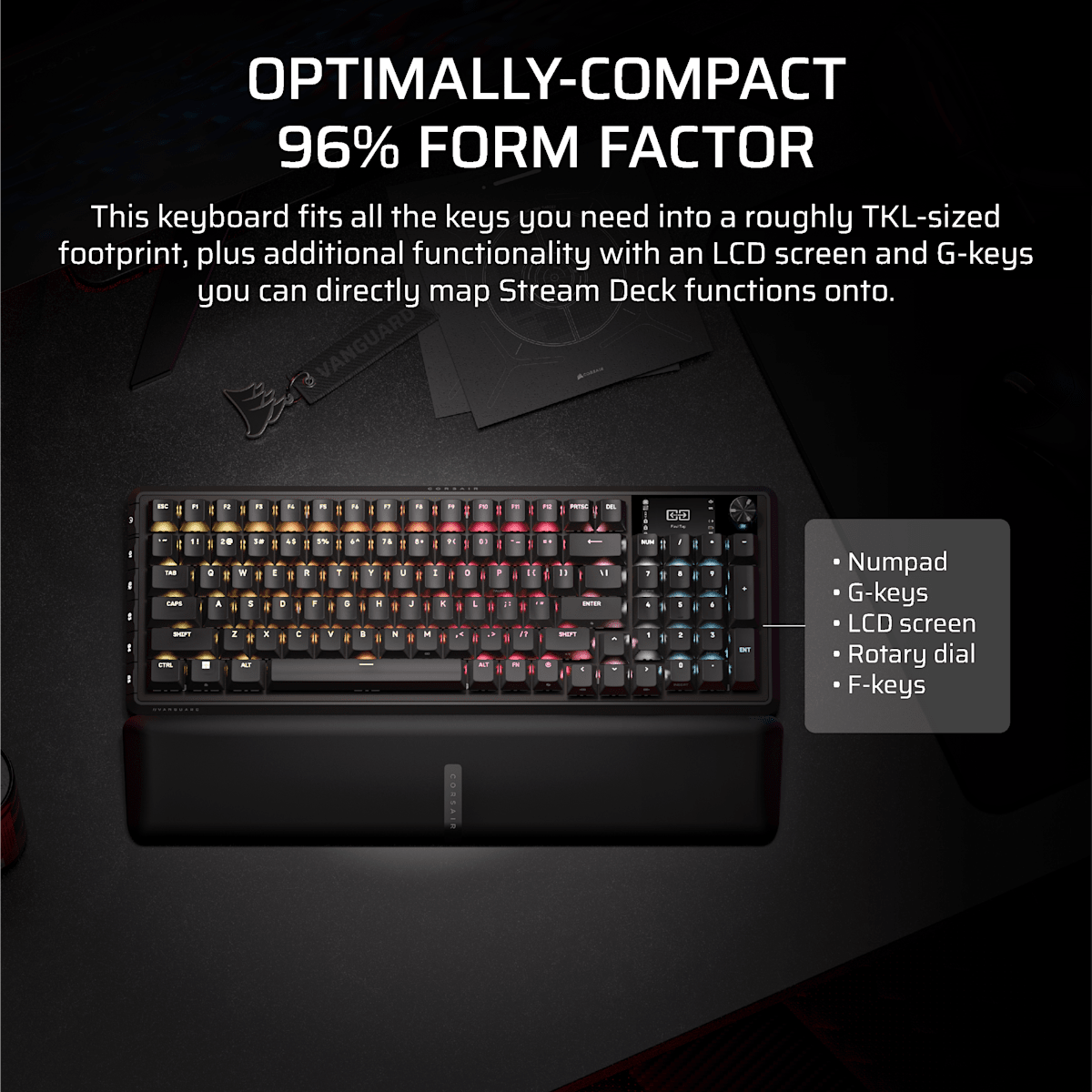 Corsair Vanguard 96 Wireless Mechanical Gaming Keyboard, цвет: Na - North American Layout — фото 4