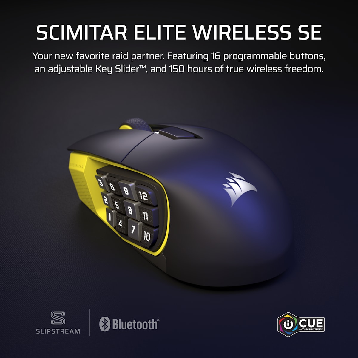 Corsair Scimitar Elite Wireless SE MMO Gaming Mouse, цвет: Чёрный жёлтый — фото 2