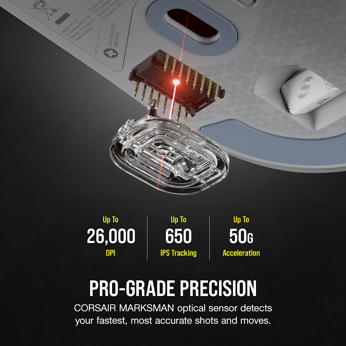 Corsair M75 Air Wireless Ultra-Lightweight Gaming Mouse — Light, цвет: Серый — фото 4