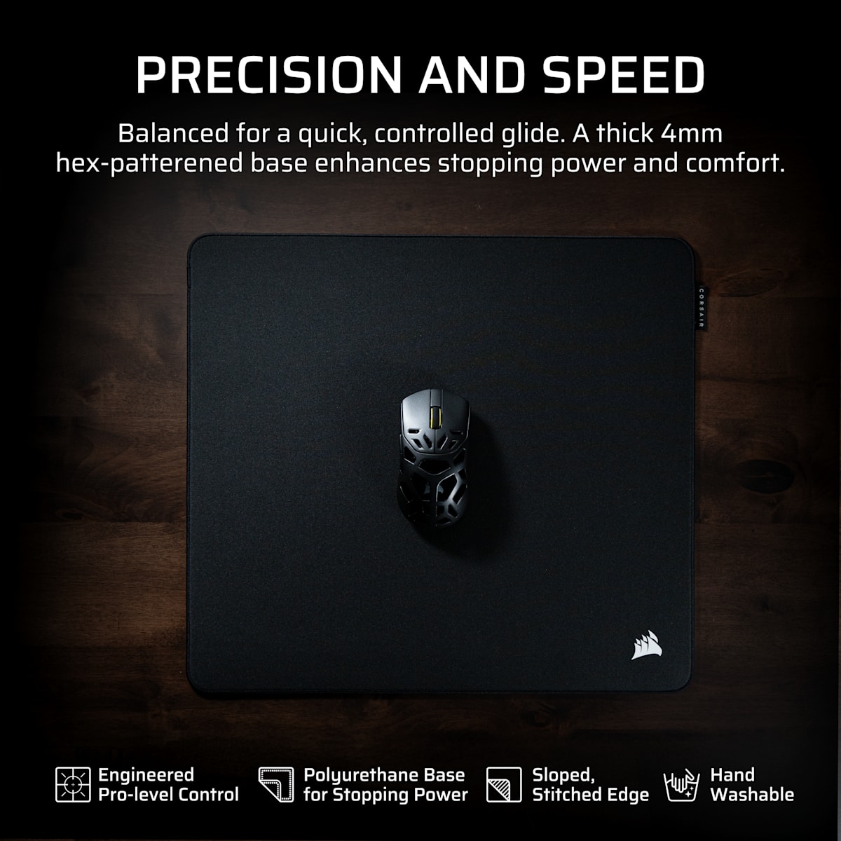 Corsair MM PRO Control Large Esports-Tuned Cloth Mouse Pad, цвет: Чёрный — фото 2