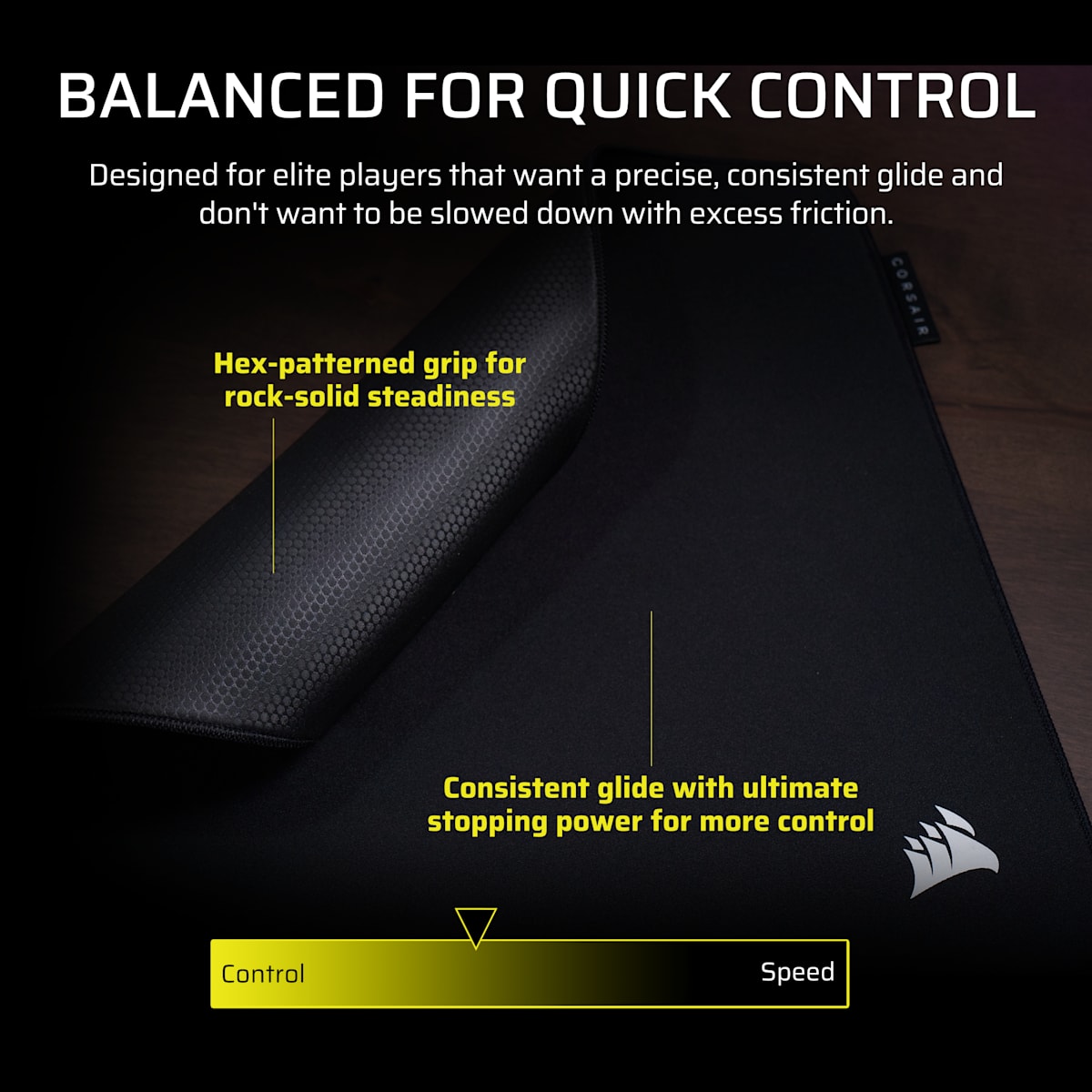 Corsair MM PRO Control Large Esports-Tuned Cloth Mouse Pad, цвет: Чёрный — фото 5