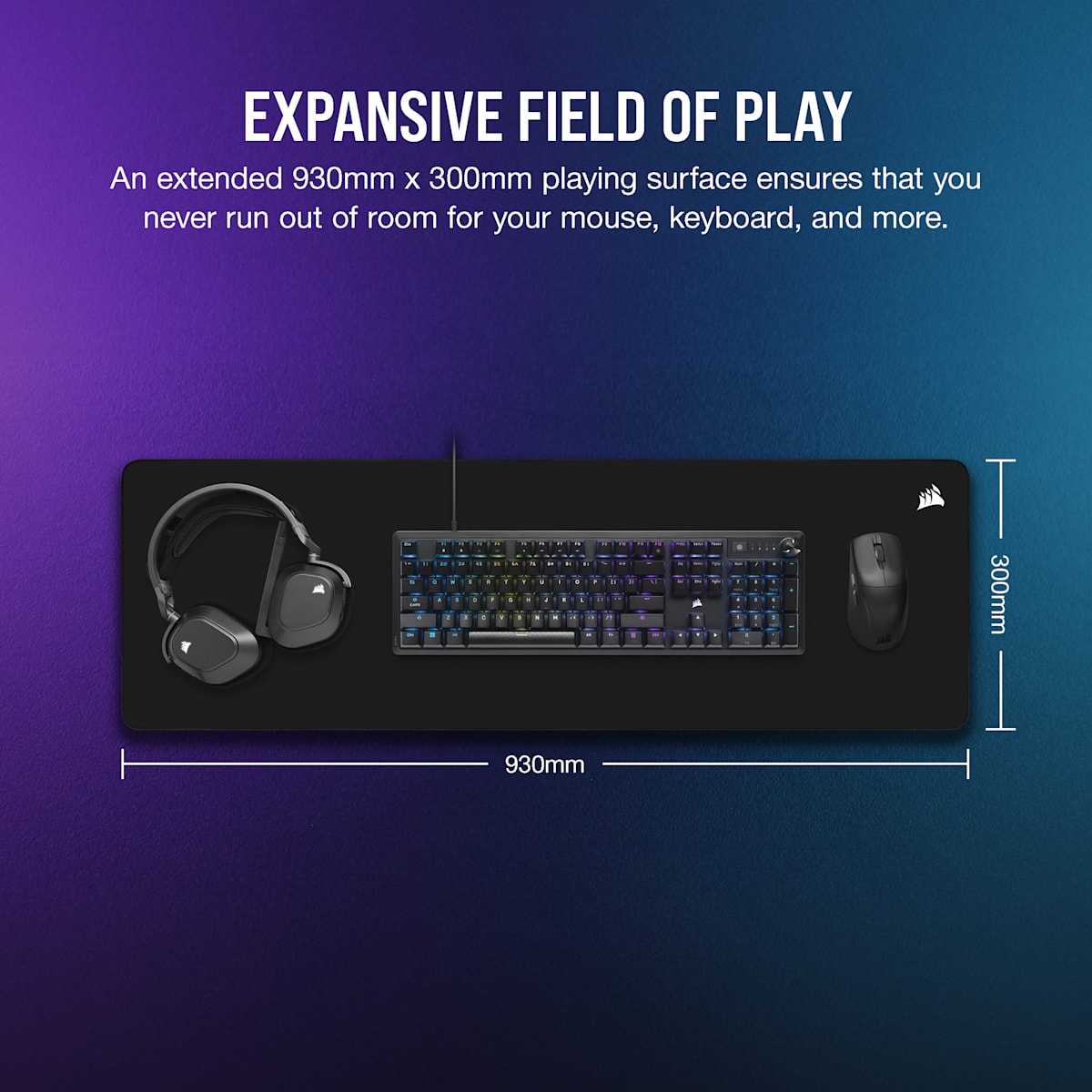 Corsair MM500 v2 Hybrid Cloth Gaming Mouse Pad, цвет: Чёрный / Extended — фото 6