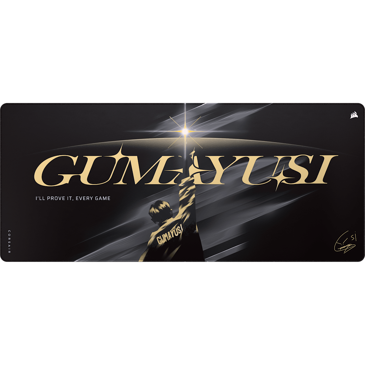 Коврик для мыши Corsair MM Anti-Fray Cloth Gaming Mouse Pad 2XL — Black/Gold — Gumayusi Limited Edition — фото 1